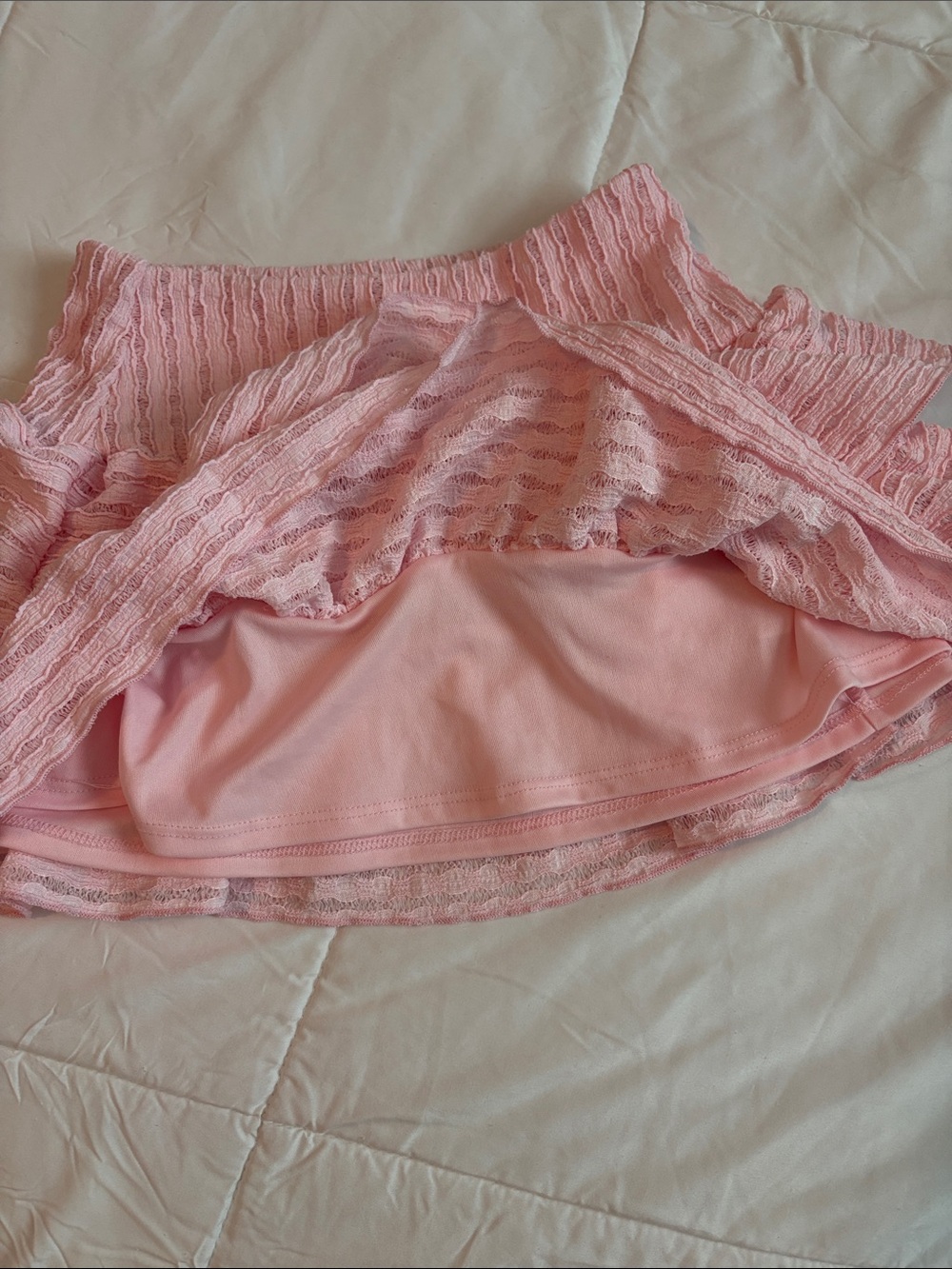 Pink Ruffled Knit Mini Skirt - Picture 3 of 3